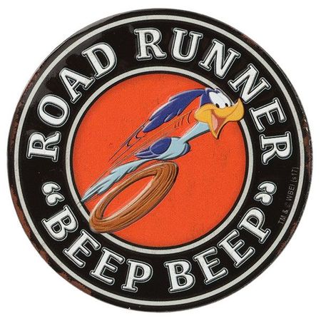 Road Runner Looney Tunes Beep Embossed Tin Decorative Sign - Toolbox Refrigerator Magnet - Plymouth