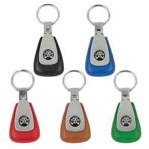Skull and Bones Leather Teardrop Key Chain Fob