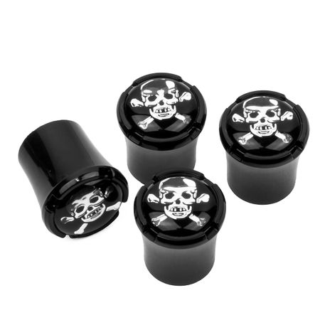 Skull Logo Black Tire Valve Caps