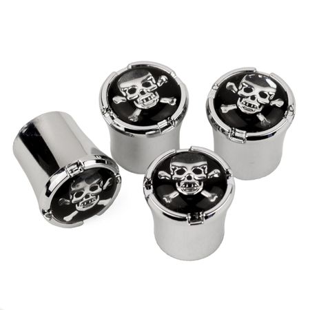 Skull Logo Chrome Tire Valve Caps