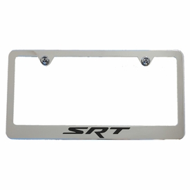 SRT Chrome License Plate Frame - Black Logo