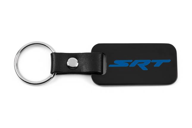 SRT Leather Strap Black Keychain / Fob - Blue Logo