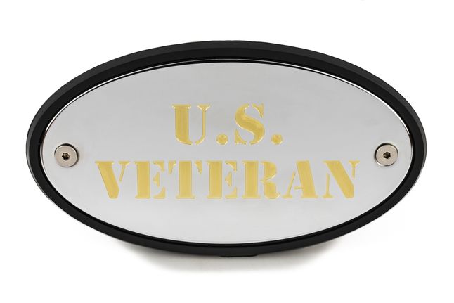 U.S. Veteran Chrome Receiver Hitch Cover - Gold Engraving