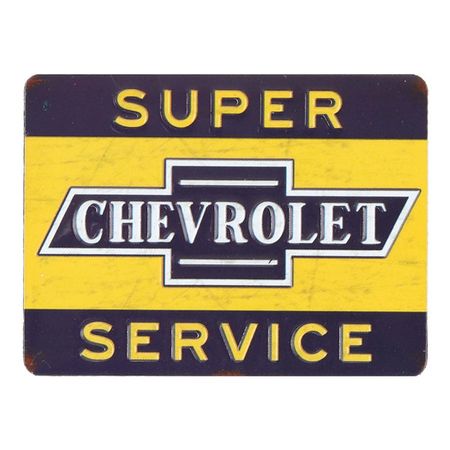 Vintage Super Chevrolet Service Tin Decorative Sign - Toolbox Refrigerator Magnet