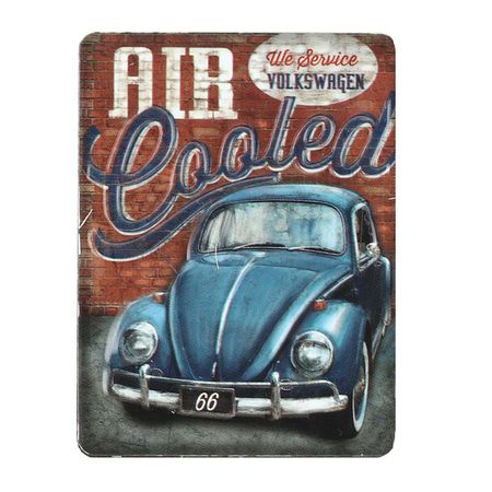 Volkswagen Air Cooled Bug Embossed Tin Decorative Sign - Toolbox Refrigerator Magnet