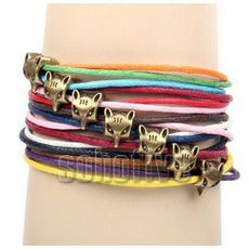 Fifteen-strand Fox Head Charm Bracelet