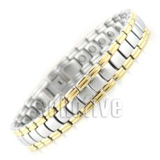 Gold Trimmed Titanium Magnetic Therapeutic Bracelet with 30 Magnets  (Sold Out)