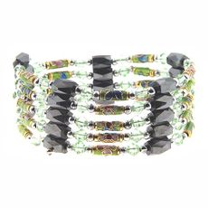 Hematite Magnetic Wrap with Cloisonne 32"
