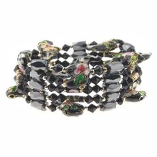 Hematite Magnetic Wrap with Cloisonne 32"