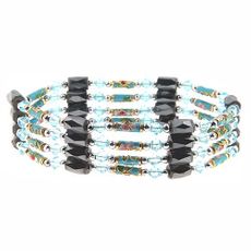 Hematite Magnetic Wrap with Cloisonne 32"
