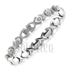 Lady's Hugs & Kisses Magnetic Bracelet with Hearts