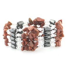Magnetic Hematite Lariat with Goldstone Chips 33"
