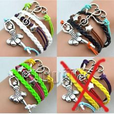 Musical Flower Ballerina & Floating Hearts Charm Bracelet