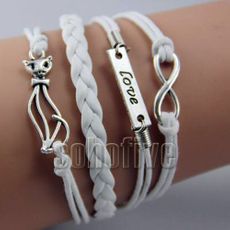 Braided Multi-strand Cat Love Charm Bracelet