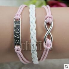 Multi-strand Braided Love & Infinity Sign Charm Bracelet