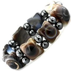Tibetan Agate Hematite Magnet Beaded Bracelet   (Sold Out)