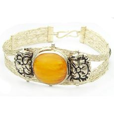 Tibetan Silver Bracelet with Beeswax Accent   (Sold Out)