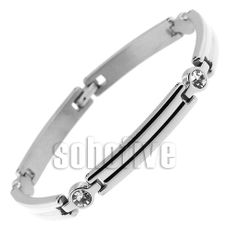 Titanium Magnetic Bracelet with CZ Diamond