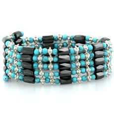 Turquoise Beaded Magnetic Hematite Lariat  44"    (Sold Out)