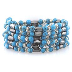 Turquoise Beaded Magnetic Hematite Lariat 44" (Sold Out)