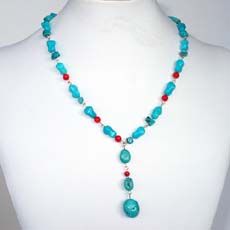 Turquoise & Coral Beaded Necklace