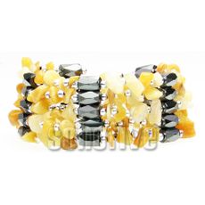 Yellow Jade Magnetic Hematite Lariat 30 3/4"   (Sold Out)