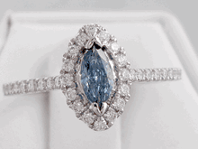 0.59 CTW BLUE LAB GROWN MARQUISE CUT DIAMOND RING