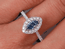 0.59 CTW BLUE LAB GROWN MARQUISE CUT DIAMOND RING