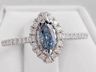 0.59 CTW BLUE LAB GROWN MARQUISE CUT DIAMOND RING