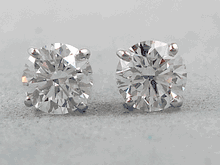 0.71 CTW DIAMOND STUD EARRINGS LAB GROWN 1/3 CARAT EACH F VS SPARKLY