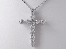 1.00 CTW ROUND CUT LAB GROWN  DIAMOND CROSS PENDANT AND WHITE GOLD CHAIN