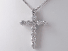 1.00 CTW ROUND CUT LAB GROWN  DIAMOND CROSS PENDANT AND WHITE GOLD CHAIN