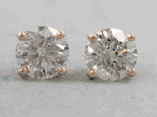 1.00 CTW ROUND LAB GROWN DIAMOND STUD EARRINGS YELLOW GOLD I VS