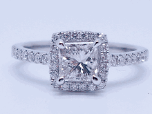 1.26 CTW PRINCESS CUT DIAMOND ENGAGEMENT RING H-I VS2