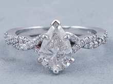 1.31 CTW PEAR SHAPE DIAMOND ENGAGEMENT RING H SI2
