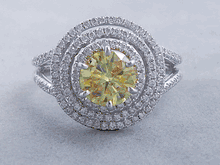 1.35 CTW ROUND CUT DIAMOND ENGAGEMENT RING VIVID YELLOW  SI2