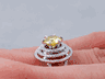 1.35 CTW ROUND CUT DIAMOND ENGAGEMENT RING VIVID YELLOW  SI2