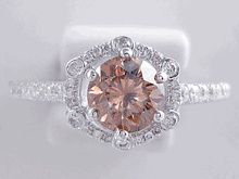 1.36 CTW ROUND BRILLIANT CUT DIAMOND ENGAGEMENT RING NATURAL CHOCOLATE VS2