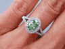 1.44 CTW OVAL CUT DIAMOND ENGAGEMENT RING VIVID GREEN VS2