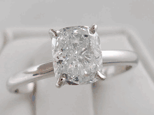 1.50 CARATS CUSHION CUT LAB GROWN DIAMOND ENGAGEMENT RING D VS2