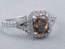 1.53 CTW CUSHION CUT DIAMOND ENGAGEMENT RING CHOCOLATE VS2