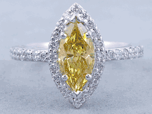 1.58 CTW MARQUISE CUT DIAMOND ENGAGEMENT RING VIVID YELLOW VS1