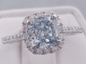 1.65 CTW FANCY LIGHT BLUE CUSHION CUT LAB GROWN DIAMOND RING  