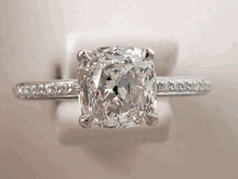 1.67 CTW CUSHION CUT LAB GROWN DIAMOND ENGAGEMENT RING H I1