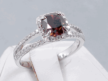 1.70 CTW CUSHION CUT DIAMOND ENGAGEMENT RING CHOCOLATE VS2