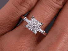 1.70 CTW PRINCESS CUT DIAMOND ENGAGEMENT RING D SI1
