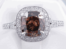 1.87 CTW CUSHION CUT DIAMOND ENGAGEMENT RING NATURAL CHOCOLATE VS2