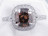 1.87 CTW CUSHION CUT DIAMOND ENGAGEMENT RING NATURAL CHOCOLATE VS2