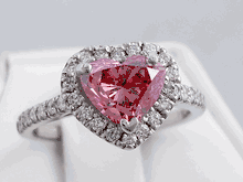 1.87 ctw HEART SHAPE VIVID PINK LAB GROWN DIAMOND RING