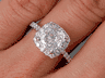 1.89 CTW CUSHION CUT LAB GROWN DIAMOND ENGAGEMENT RING D SI1